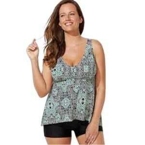 Swimsuits For All Printed Tankini Swim Top Size 16